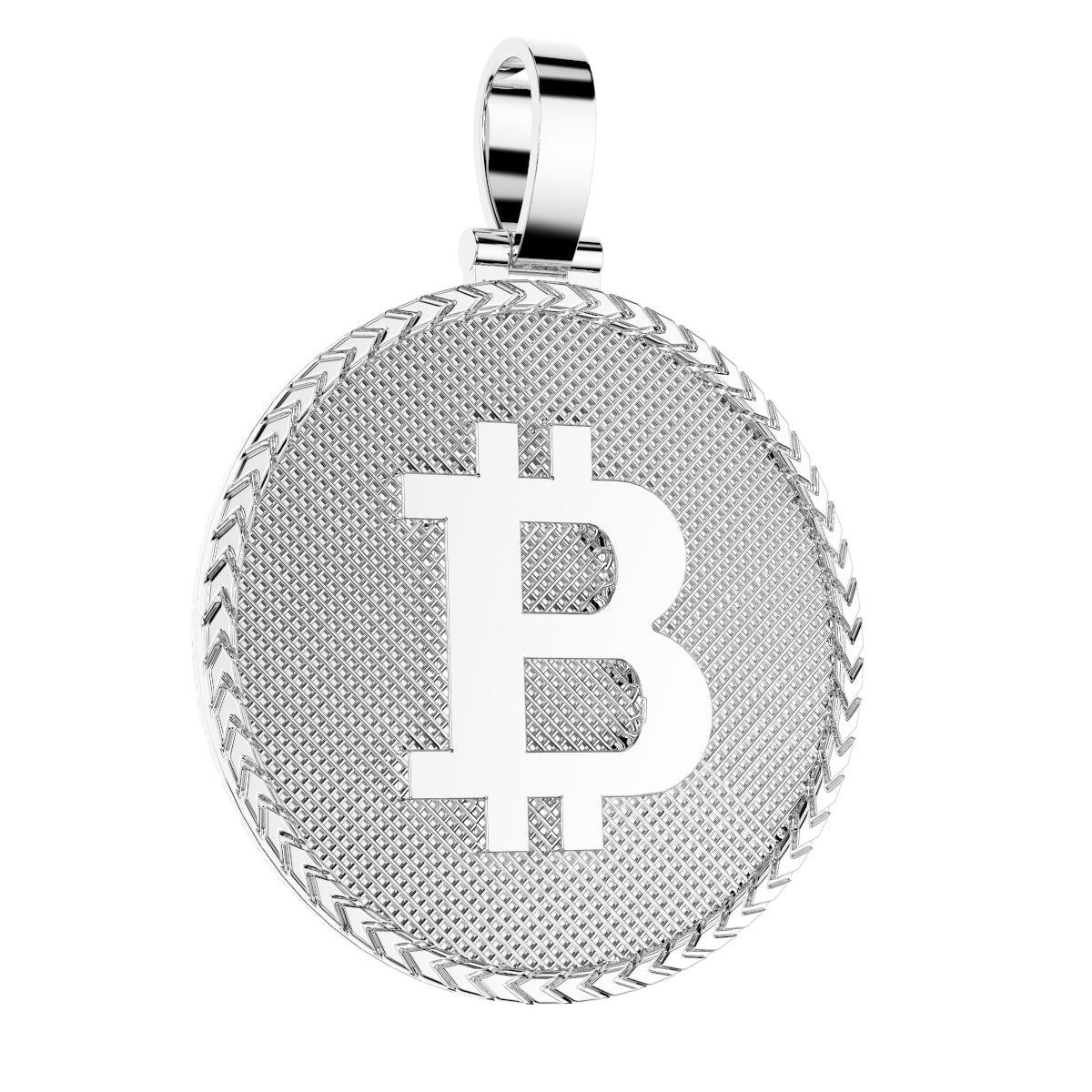 Bitcoin Emblem Silver Pendant w/ Chain