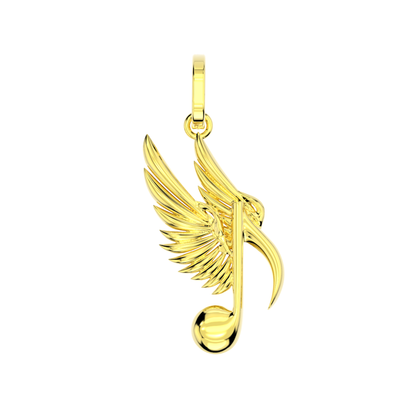 Musical Note Wing Gold Pendant
