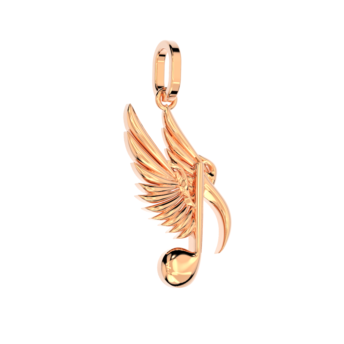 Musical Note Wing Gold Pendant