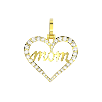 Heart "Mom" Diamond Pendant