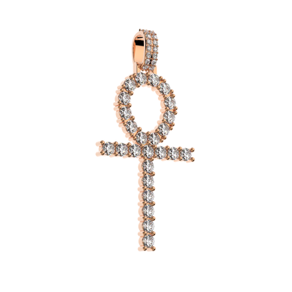 Single Row Ankh Cross Diamond Pendant