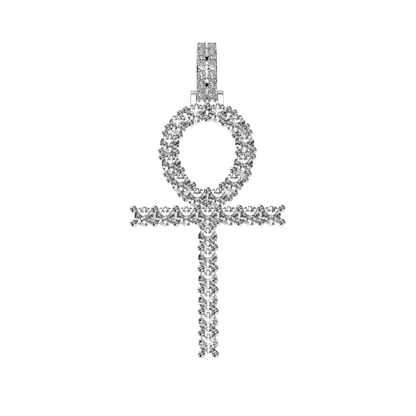 Single Row Ankh Cross Diamond Pendant