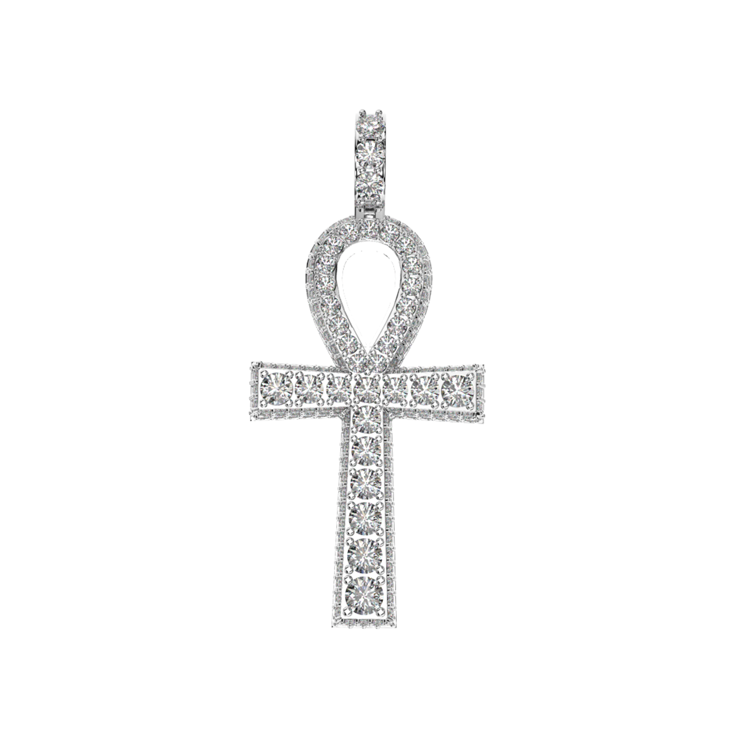 3D Ankh Cross Diamond Pendant
