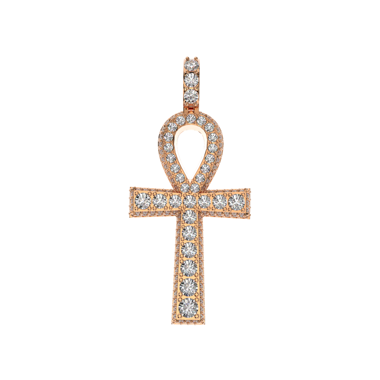 3D Ankh Cross Diamond Pendant