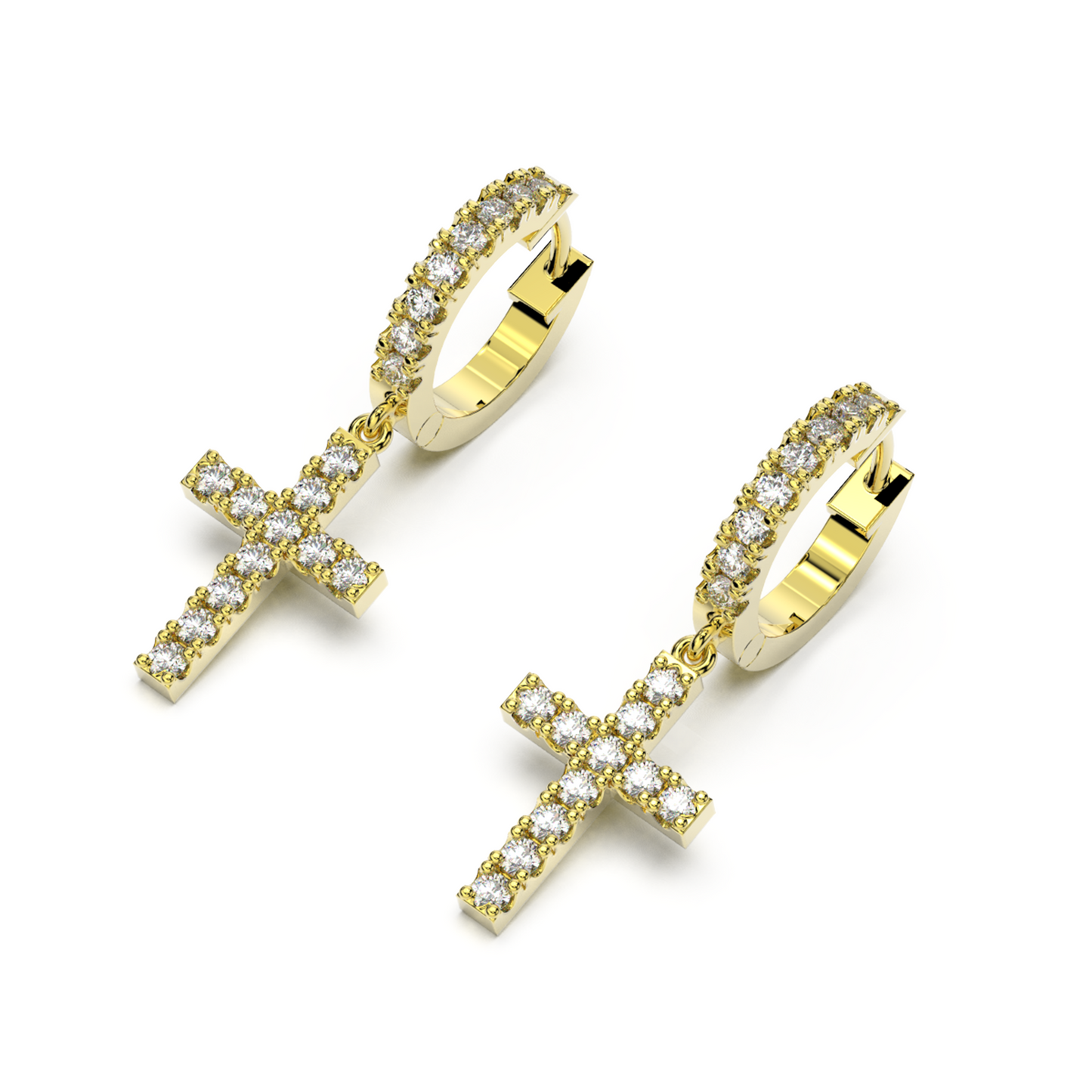 Cross Huggies Diamond Earrings