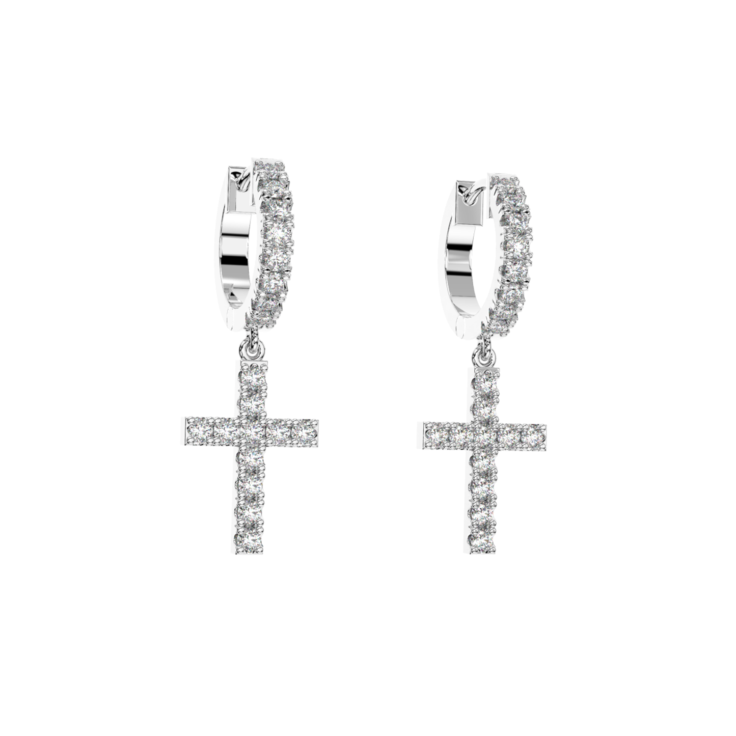 Cross Huggies Diamond Earrings
