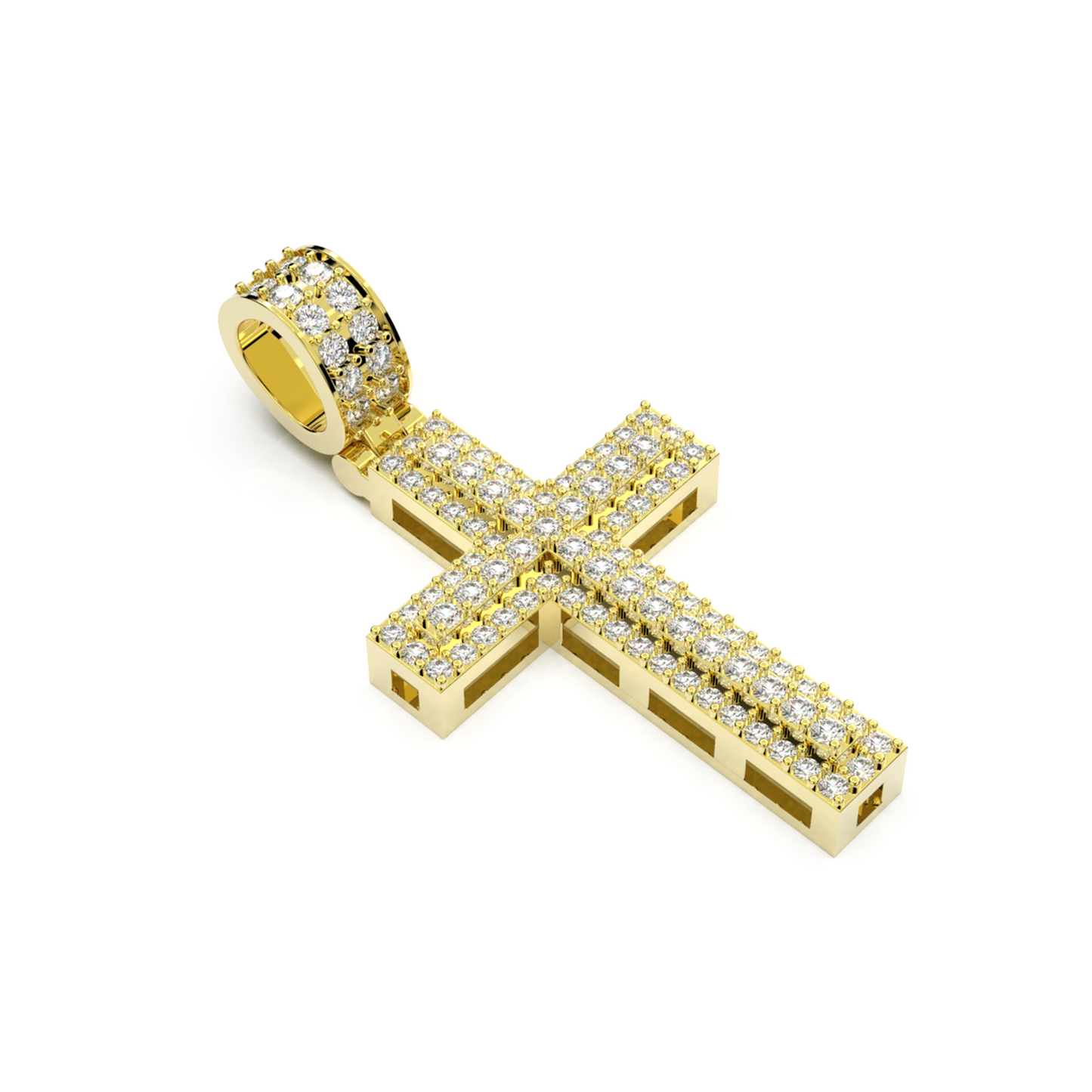 3D Cross Diamond Pendant