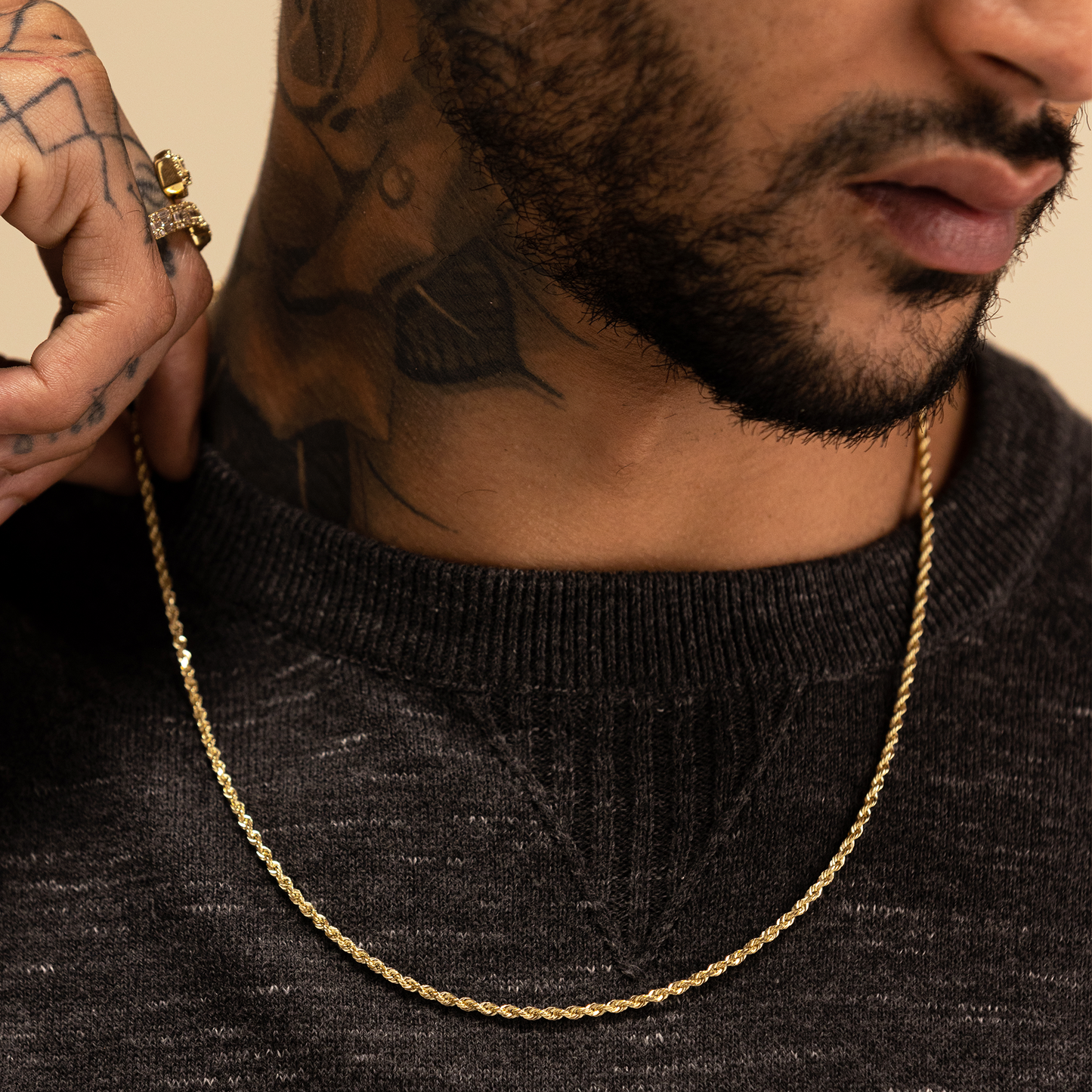 2.5mm Solid Gold Rope Chain
